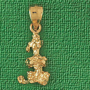 Poodle Dog Pendant Necklace Charm Bracelet in Yellow, White or Rose Gold 2168