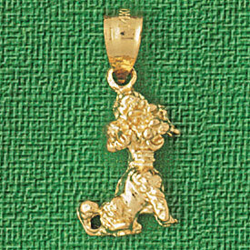 Poodle Dog Pendant Necklace Charm Bracelet in Yellow, White or Rose Gold 2171