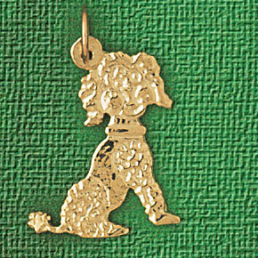 Poodle Dog Pendant Necklace Charm Bracelet in Yellow, White or Rose Gold 2176