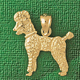 Poodle Dog Pendant Necklace Charm Bracelet in Yellow, White or Rose Gold 2177