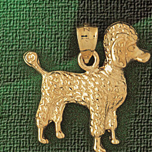 Poodle Dog Pendant Necklace Charm Bracelet in Yellow, White or Rose Gold 2178