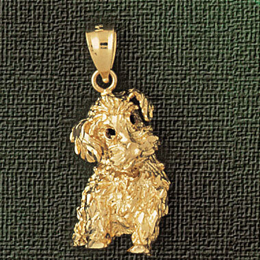 Poodle Dog Pendant Necklace Charm Bracelet in Yellow, White or Rose Gold 2180