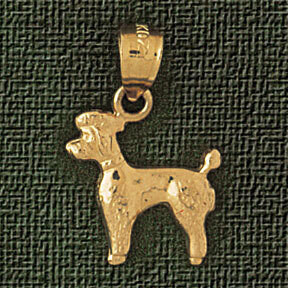 Poodle Dog Pendant Necklace Charm Bracelet in Yellow, White or Rose Gold 2184