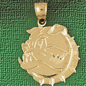 Bulldog Dog Pendant Necklace Charm Bracelet in Yellow, White or Rose Gold 2186
