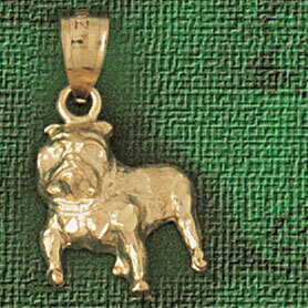 Bulldog Dog Pendant Necklace Charm Bracelet in Yellow, White or Rose Gold 2187