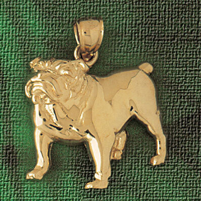Bulldog Dog Pendant Necklace Charm Bracelet in Yellow, White or Rose Gold 2188
