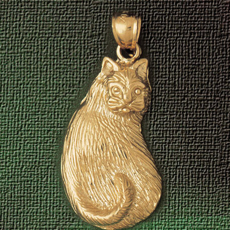 Cat Pendant Necklace Charm Bracelet in Yellow, White or Rose Gold 1910