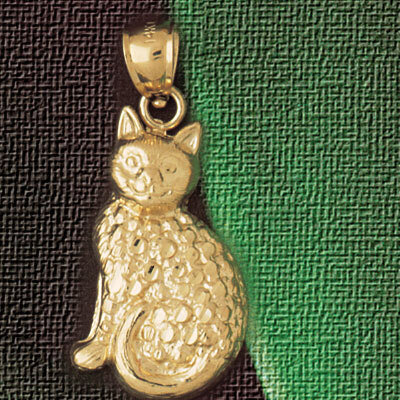 Cat Pendant Necklace Charm Bracelet in Yellow, White or Rose Gold 1911