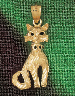 Cat Pendant Necklace Charm Bracelet in Yellow, White or Rose Gold 1917