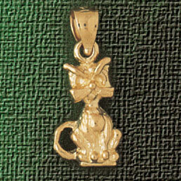 Dazzlers Jewelry Cat Pendant Necklace Charm Bracelet in Yellow, White or Rose Gold 1918, MPN: DZ-19…