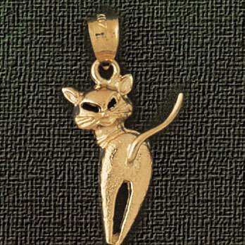 Cat Pendant Necklace Charm Bracelet in Yellow, White or Rose Gold 1919