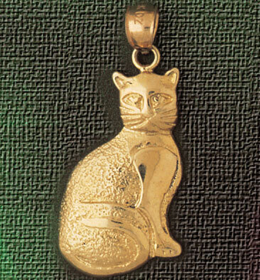 Cat Pendant Necklace Charm Bracelet in Yellow, White or Rose Gold 1921