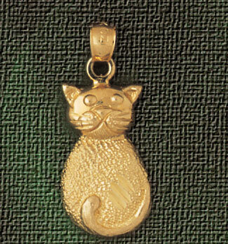 Cat Pendant Necklace Charm Bracelet in Yellow, White or Rose Gold 1923