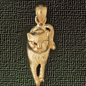 Cat Pendant Necklace Charm Bracelet in Yellow, White or Rose Gold 1924