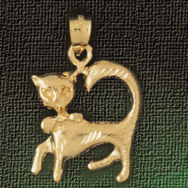 Cat Pendant Necklace Charm Bracelet in Yellow, White or Rose Gold 1925