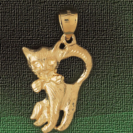 Cat Pendant Necklace Charm Bracelet in Yellow, White or Rose Gold 1926