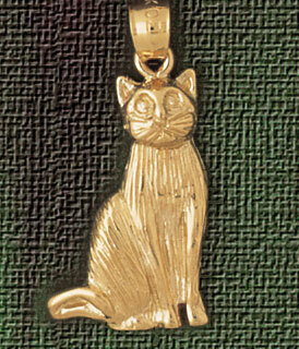 Cat Pendant Necklace Charm Bracelet in Yellow, White or Rose Gold 1928
