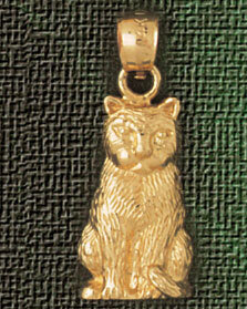 Cat Pendant Necklace Charm Bracelet in Yellow, White or Rose Gold 1930