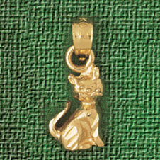 Cat Pendant Necklace Charm Bracelet in Yellow, White or Rose Gold 1931
