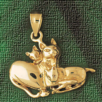 Cat Pendant Necklace Charm Bracelet in Yellow, White or Rose Gold 1941