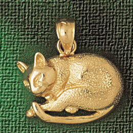Cat Pendant Necklace Charm Bracelet in Yellow, White or Rose Gold 1942