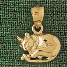 Cat Pendant Necklace Charm Bracelet in Yellow, White or Rose Gold 1944