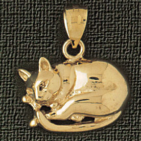Cat Pendant Necklace Charm Bracelet in Yellow, White or Rose Gold 1945
