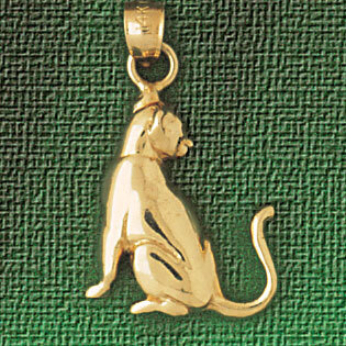 Cat Pendant Necklace Charm Bracelet in Yellow, White or Rose Gold 1948