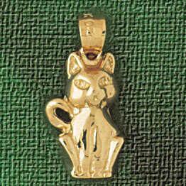Cat Pendant Necklace Charm Bracelet in Yellow, White or Rose Gold 1949