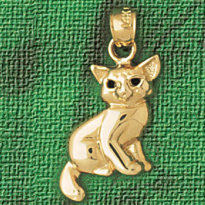 Cat Pendant Necklace Charm Bracelet in Yellow, White or Rose Gold 1951