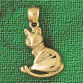 Cat Pendant Necklace Charm Bracelet in Yellow, White or Rose Gold 1952