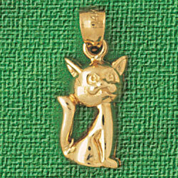 Dazzlers Jewelry Cat Pendant Necklace Charm Bracelet in Yellow, White or Rose Gold 1953, MPN: DZ-19…