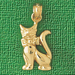 Cat Pendant Necklace Charm Bracelet in Yellow, White or Rose Gold 1954