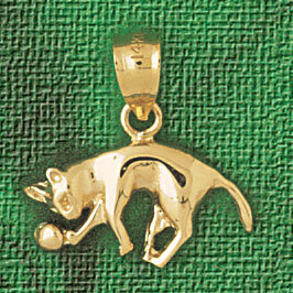 Playing Cat and Ball Pendant Necklace Charm Bracelet in Yellow, White or Rose Gold 1958