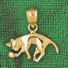 Dazzlers Jewelry Playing Cat and Ball Pendant Necklace Charm Bracelet in Yellow, White or Rose Gold…