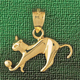 Dazzlers Jewelry Cat Pendant Necklace Charm Bracelet in Yellow, White or Rose Gold 1960, MPN: DZ-19…