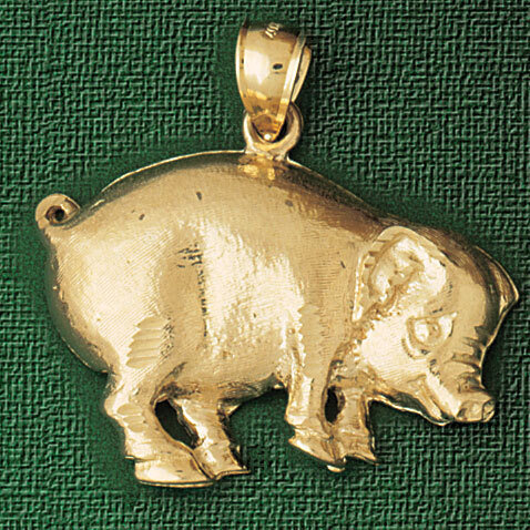 Pig Pendant Necklace Charm Bracelet in Yellow, White or Rose Gold 2556
