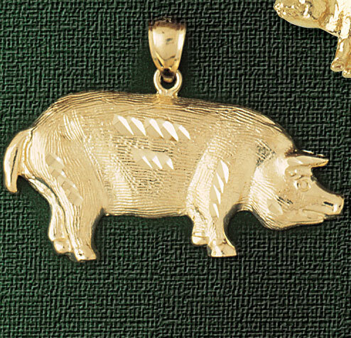 Pig Pendant Necklace Charm Bracelet in Yellow, White or Rose Gold 2557