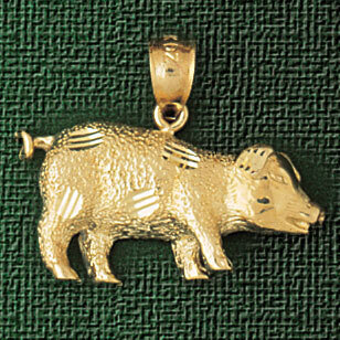 Pig Pendant Necklace Charm Bracelet in Yellow, White or Rose Gold 2561