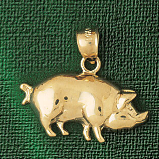 Pig Pendant Necklace Charm Bracelet in Yellow, White or Rose Gold 2566