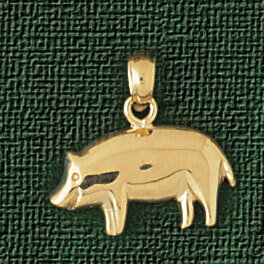 Dazzlers Jewelry Pig Pendant Necklace Charm Bracelet in Yellow, White or Rose Gold 2568, MPN: DZ-25…