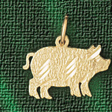 Pig Pendant Necklace Charm Bracelet in Yellow, White or Rose Gold 2572