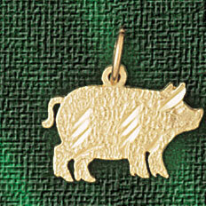 Dazzlers Jewelry Pig Pendant Necklace Charm Bracelet in Yellow, White or Rose Gold 2572, MPN: DZ-25…