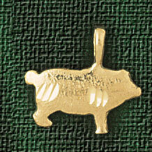 Dazzlers Jewelry Pig Pendant Necklace Charm Bracelet in Yellow, White or Rose Gold 2573, MPN: DZ-25…