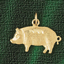 Pig Pendant Necklace Charm Bracelet in Yellow, White or Rose Gold 2574