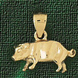 Dazzlers Jewelry Pig Pendant Necklace Charm Bracelet in Yellow, White or Rose Gold 2575, MPN: DZ-25…