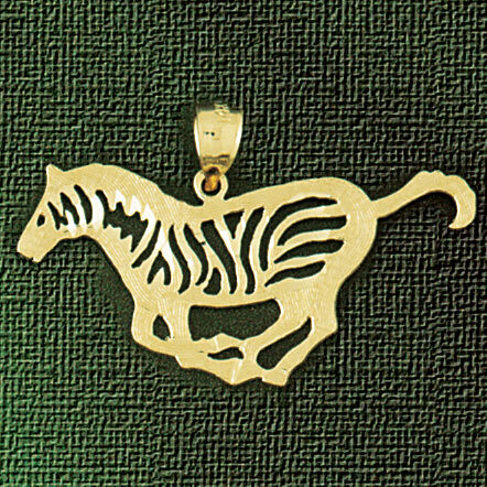 Zebra Pendant Necklace Charm Bracelet in Yellow, White or Rose Gold 2586