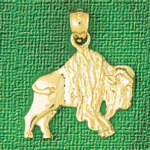 Buffalo Pendant Necklace Charm Bracelet in Yellow, White or Rose Gold 2587