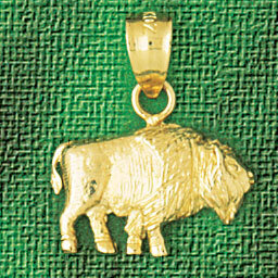 Dazzlers Jewelry Buffalo Pendant Necklace Charm Bracelet in Yellow, White or Rose Gold 2588, MPN: D…
