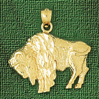Buffalo Pendant Necklace Charm Bracelet in Yellow, White or Rose Gold 2591